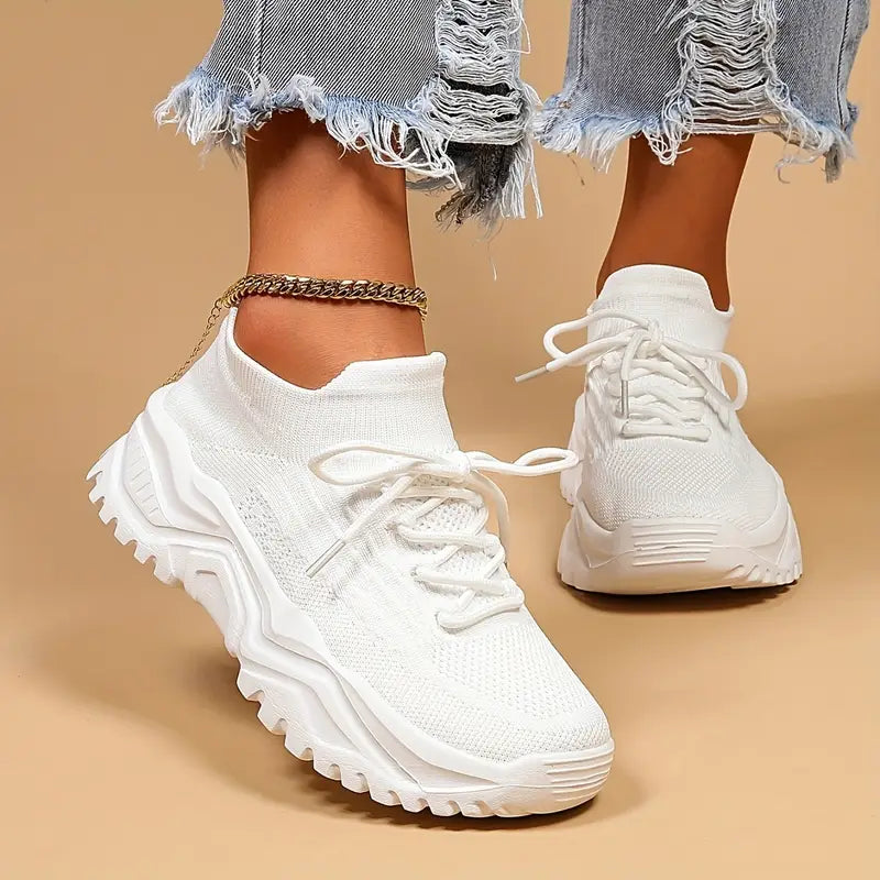 KATHERINE™ – DAMSKIE BIAŁE PÓŁBUTY TKANE (FASHION WEAVING)