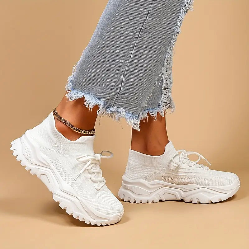 KATHERINE™ – DAMSKIE BIAŁE PÓŁBUTY TKANE (FASHION WEAVING)