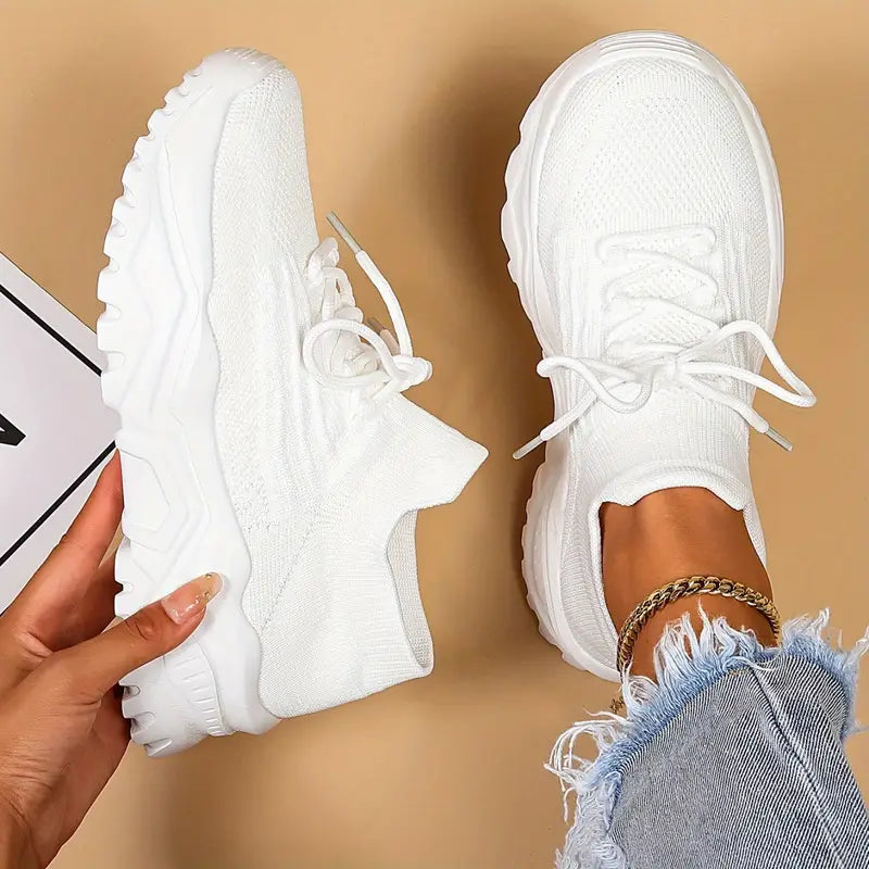 KATHERINE™ – DAMSKIE BIAŁE PÓŁBUTY TKANE (FASHION WEAVING)