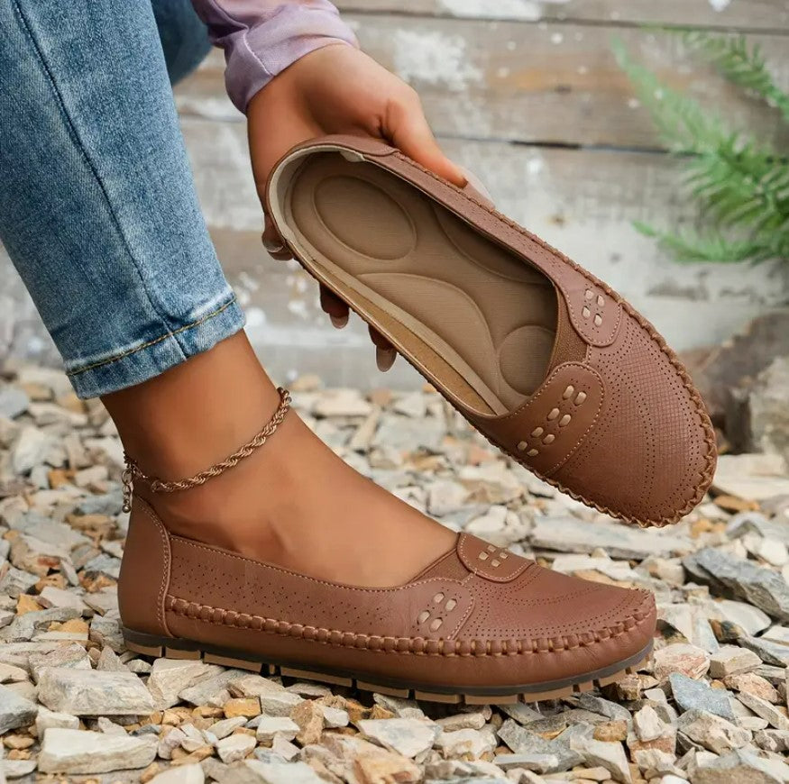 LORA™ Mokasyny wsuwane w stylu vintage, wygodne